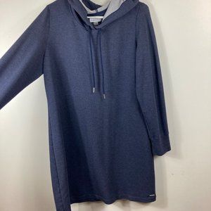 Womens Calvin Klein Navy Gray Hoodie Sweatshirt Dress XL